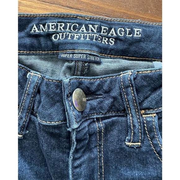 American Eagle Jeans Super Super Stretch Skinny Size 6 long /31 Dark Blue Wash - Picture 5 of 11
